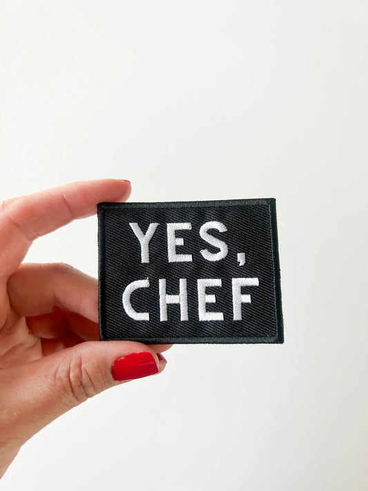 Yes Chef Black Iron-on Sew-on Patch