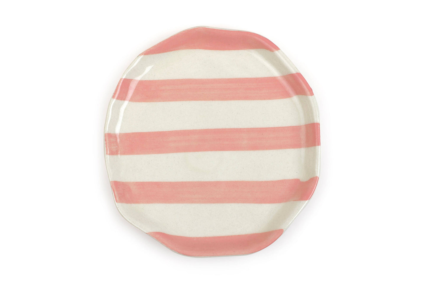 Ceramic Pink stripe plate, 6.3 x 6.3 Inches