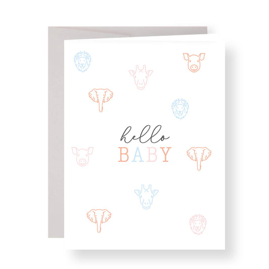 Hello Baby Animals Greeting Card