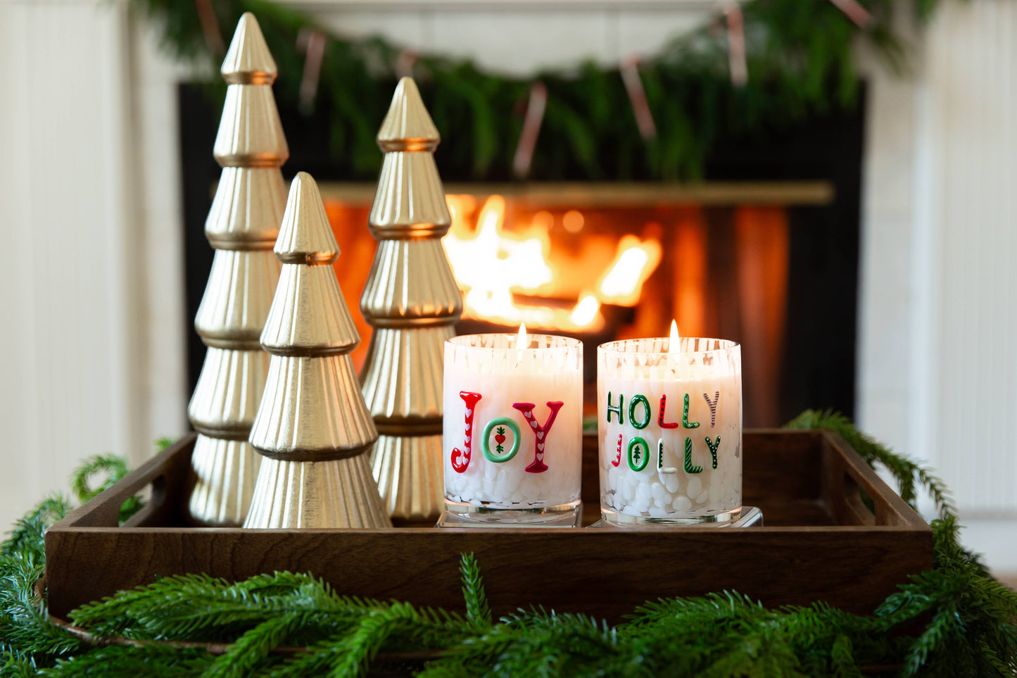 HOLLY JOLLY  Holiday Confetti Hand Painted 12oz Candle