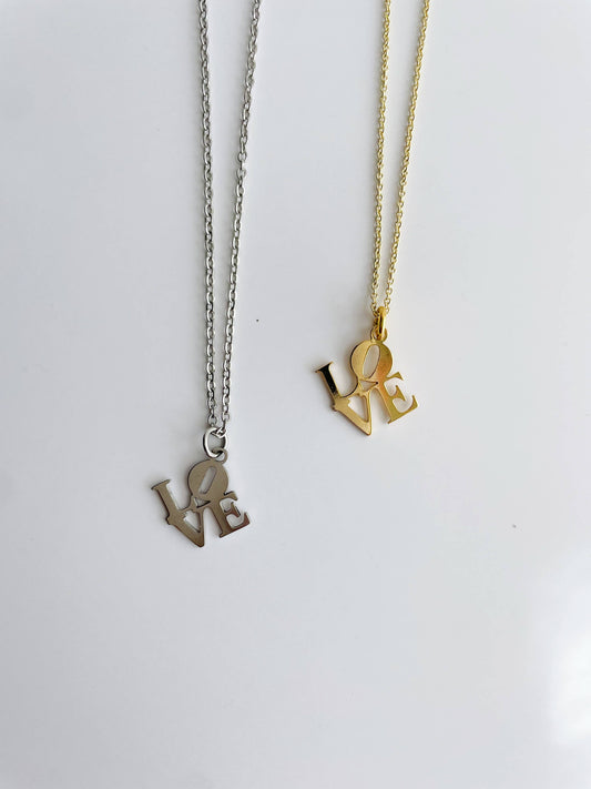 LOVE Charm Necklace ~ Gold or Silver
