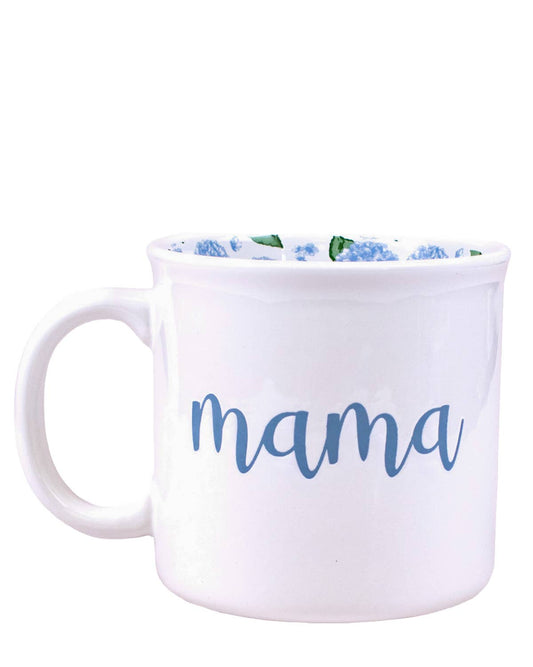 Mama Hydrangea Coffee Mug   White/Ultramarine   14oz