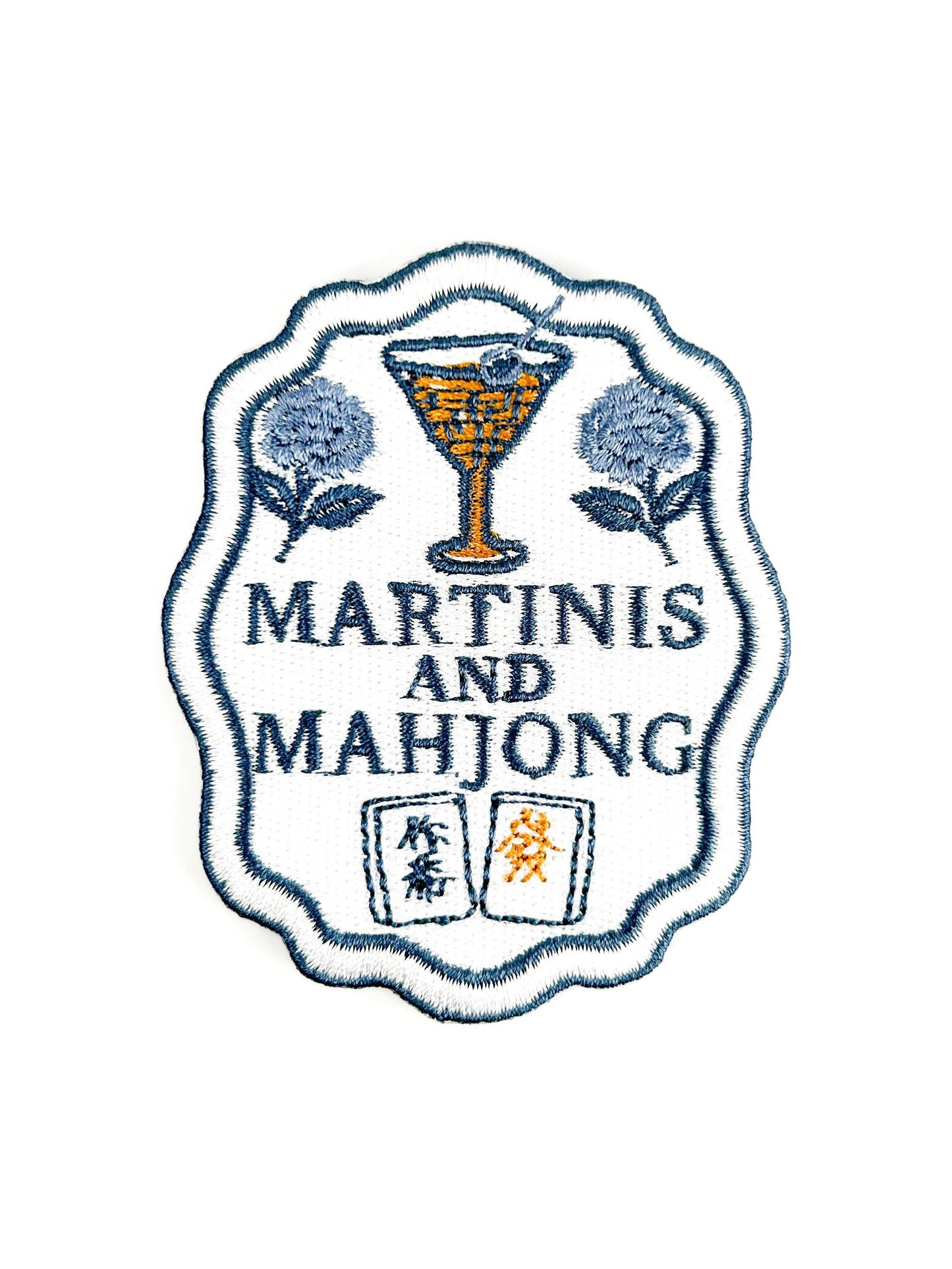 Martinis and Mahjong Patch Embroidered Iron-On Game Night