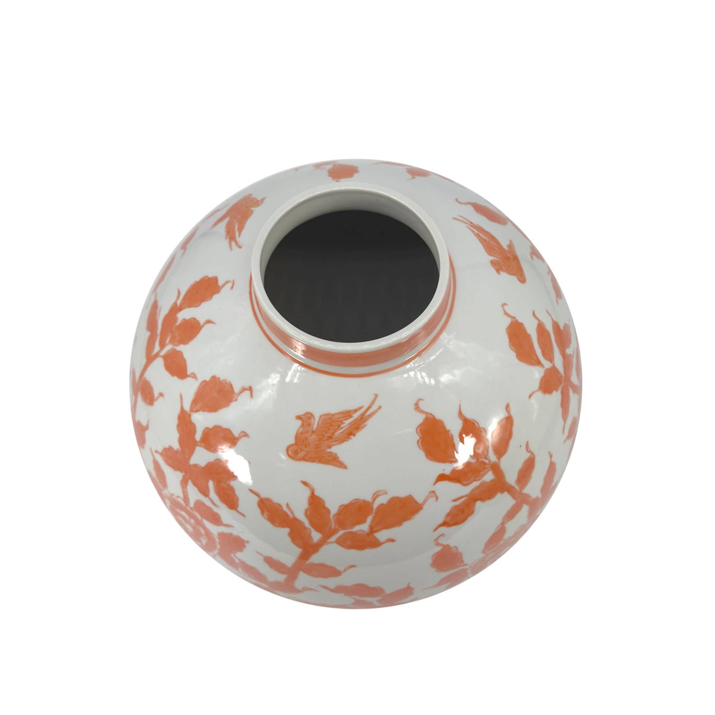 12" Dia Ceramic Globe Chinoiserie Vase Flowers & Home Decor