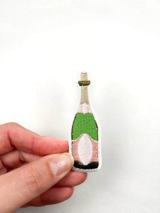 Champagne Bottle Iron-On Patch Bachelorette Party Happy Hour