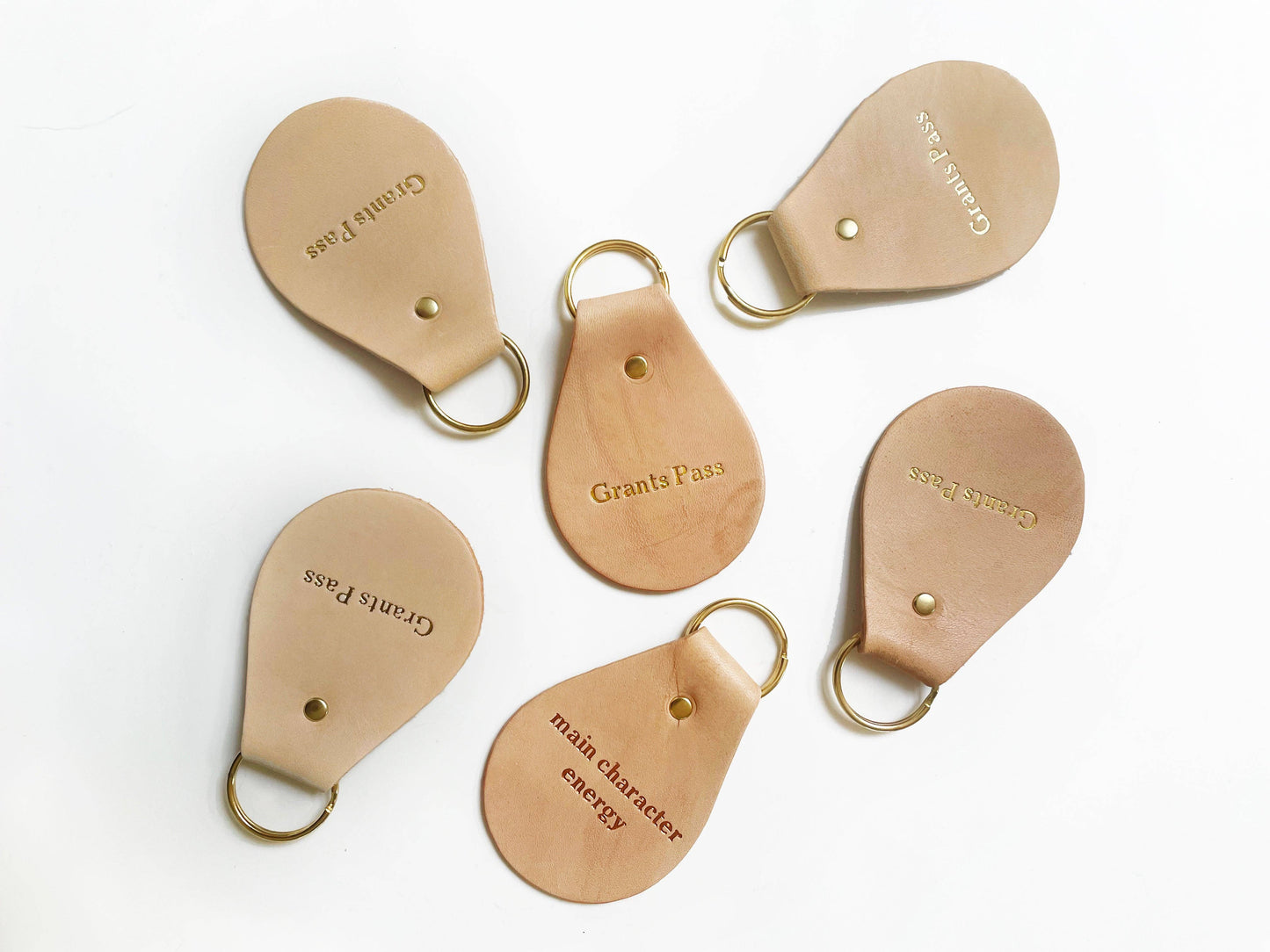 Foil Embossed Custom Text Leather Keychain