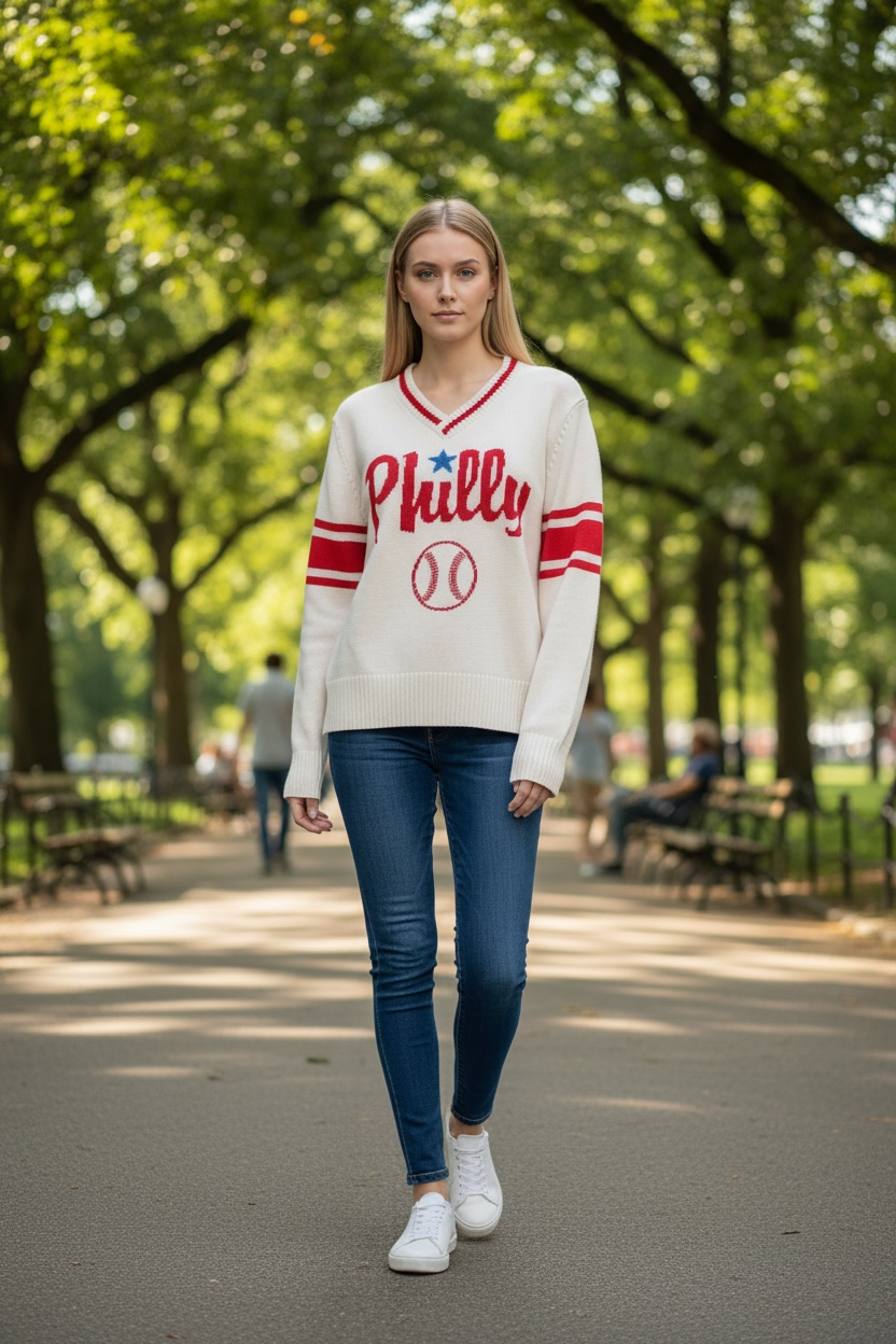 Philly Baseball V-Neck Sweater