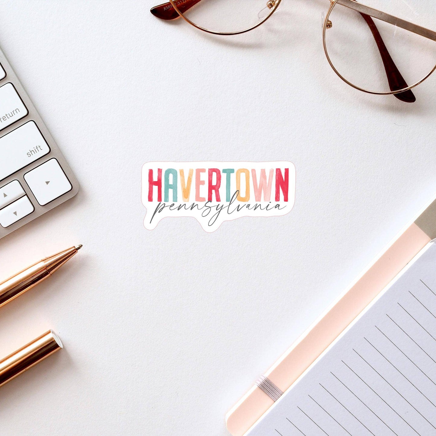 Vinyl Sticker-Watercolor City Havertown Pennsylvania