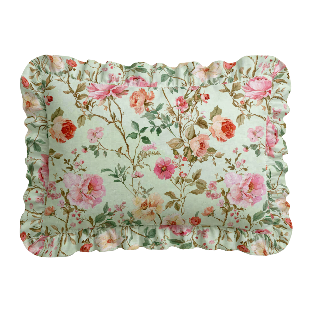Place Ruffled Embroidered Pillow