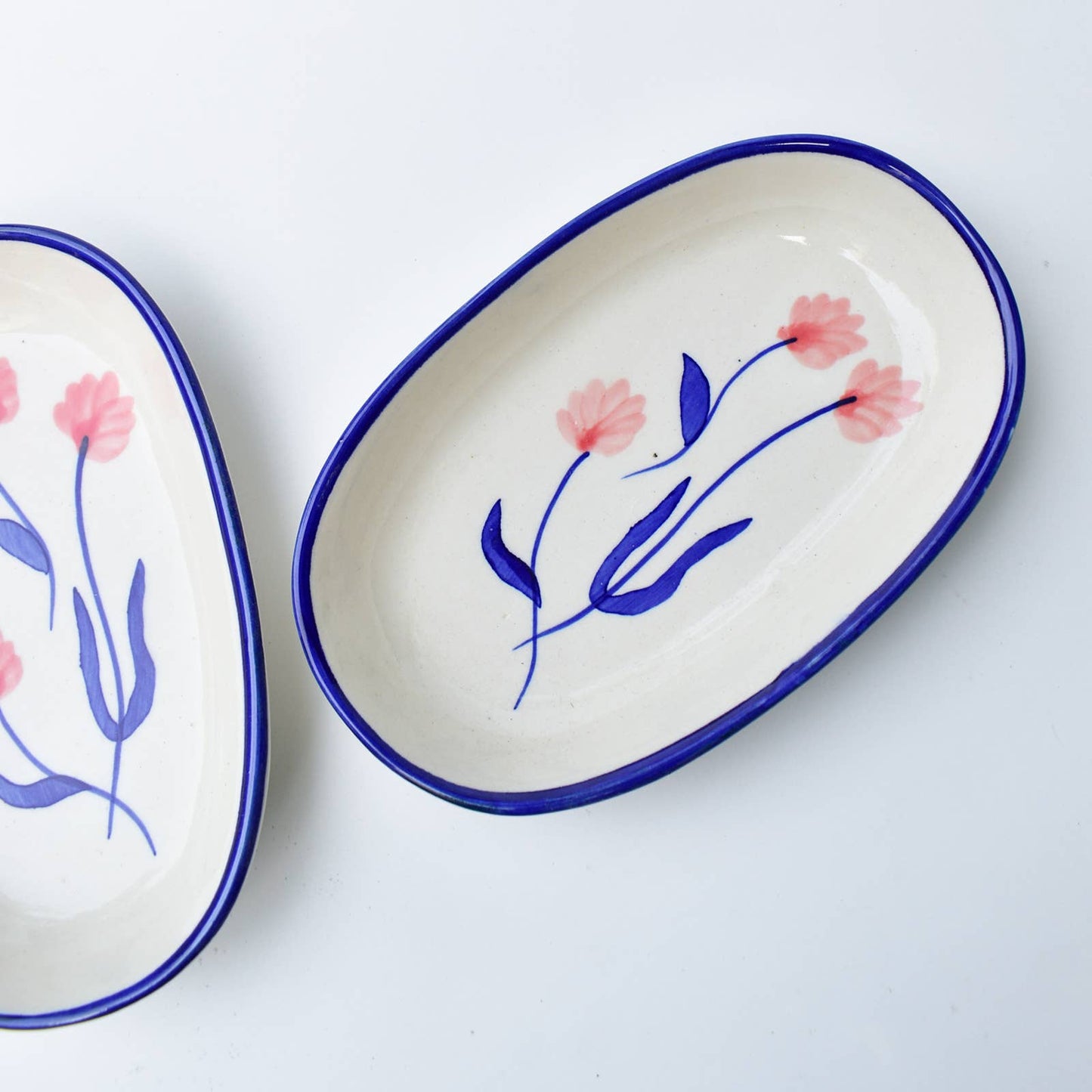 Handmade Ceramic Serving bowl - Camellia, 1.5 x 8 x 4 Inches