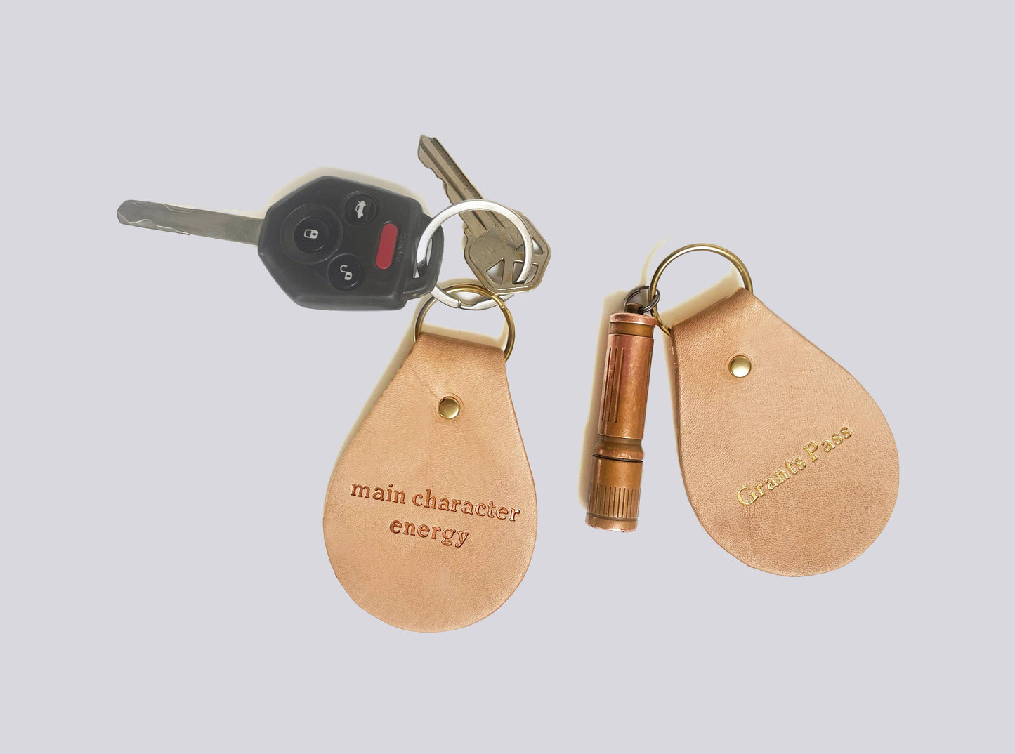 Foil Embossed Custom Text Leather Keychain