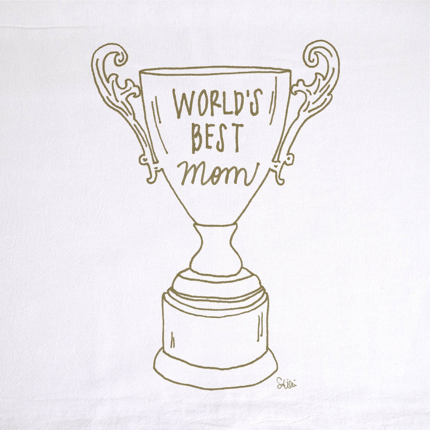 World's Best Mom Trophy Tea Towel